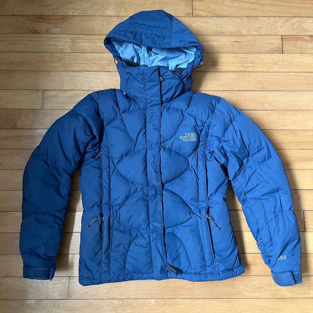 The North Face Bivouac 600 Down Puffer Jacket Blue Womens XS Hooded Ripstop